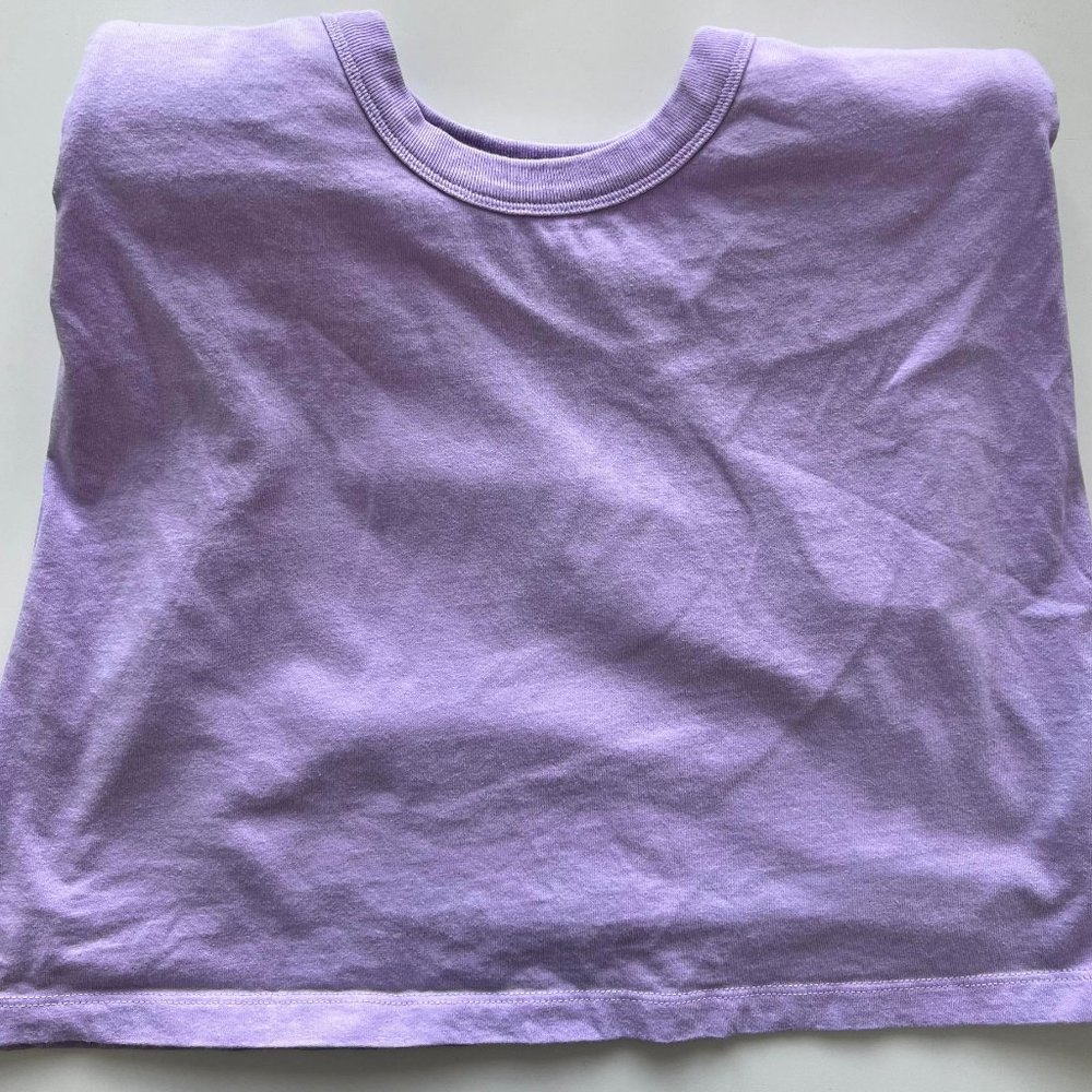 Purple Cropped Muscle Tee with Shoulder Pads